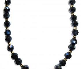 Navy blue Czech crystal Love and Peace necklace