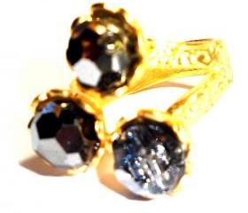 Jet AB Swarovski Crystal 22k gold plated ring