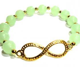 10mm Sea Foam green quartz infinity bracelet