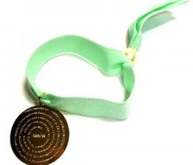Hair Tie Elastic Bracelet with 18k gold-filled Padre Nuestro Charm 