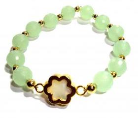 10mm Sea Foam green quartz flower bracelet